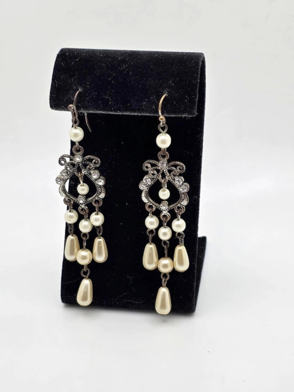 Victorian-Style Pearl Chandelier Earrings